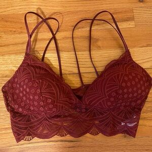 Auden Longline Lace Bralette in Burgundy